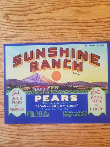 Sunshine Ranch 42 LBS Fruit Crate Label