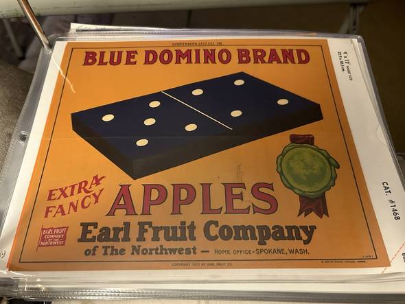 Blue Domino Fruit Crate Label