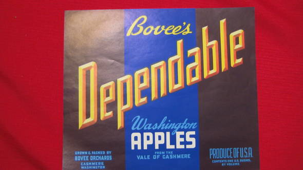 Dependable Bovee Fruit Crate Label