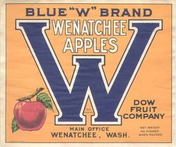 Blue W Fruit Crate Label