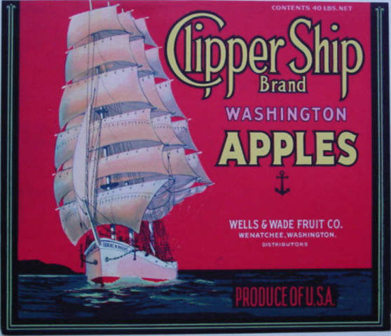 Red Cipper Ship Fruit Crate Label