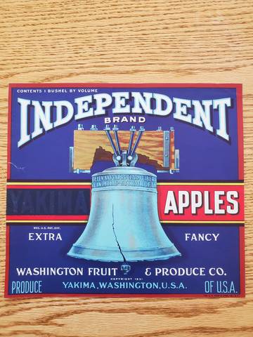 Independent Blue Block out Fruit Crate Label