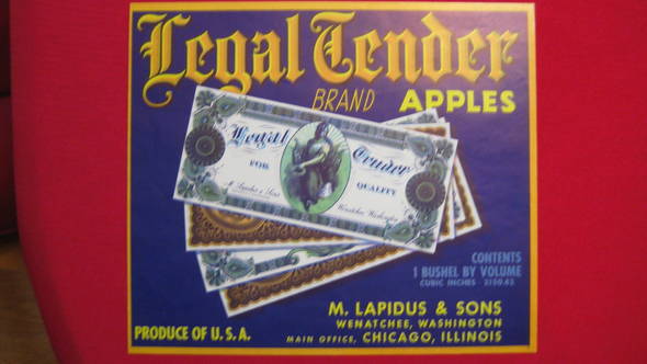 Legal Tender Fruit Crate Label