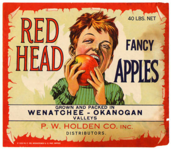 Red Head Holden Fruit Crate Label