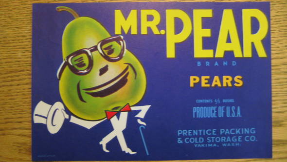 Mr. Pear Fruit Crate Label
