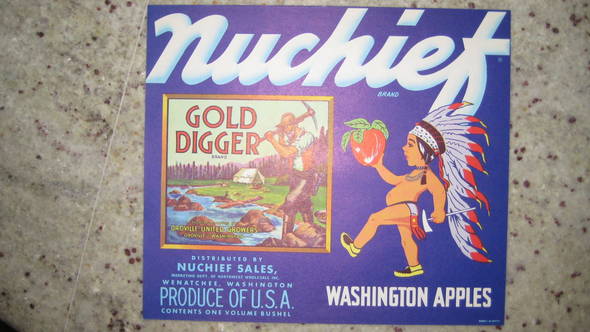 Nuchief Gold Digger Fruit Crate Label
