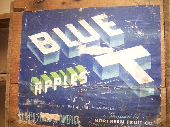 Blue T Fruit Crate Label