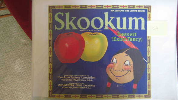 Skookum Early 1  Striped apple Fruit Crate Label