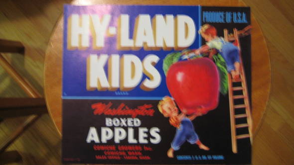 Hyland Kids Blue Newer Fruit Crate Label