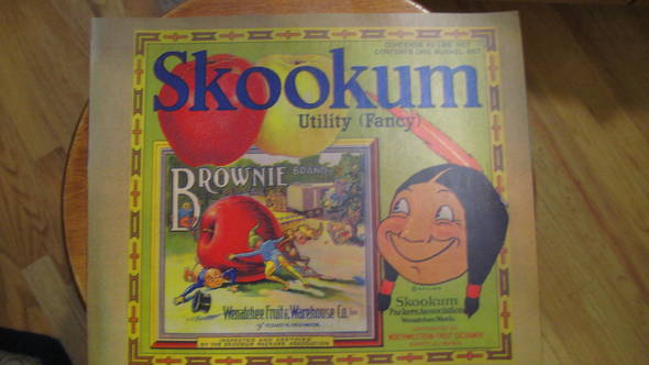 Skookum Brownie Wen Fruit Pesh Fruit Crate Label