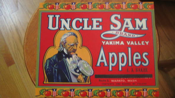 Uncle Sam Red Fruit Crate Label