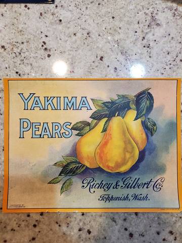 Yakima Pears Fruit Crate Label