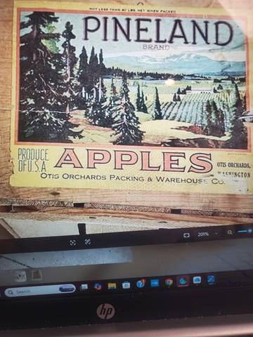 Pineland Otis Orchards Fruit Crate Label
