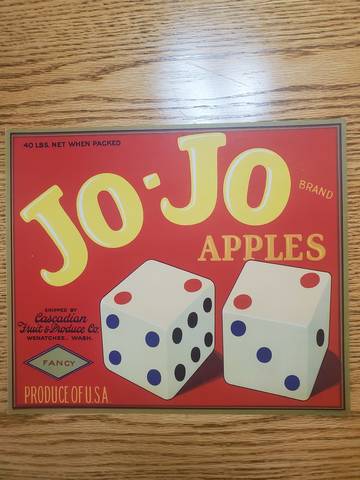Jo Jo Cascadian Union LR Fruit Crate Label