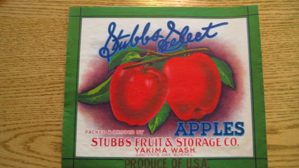 Stubbs Select Fruit Crate Label