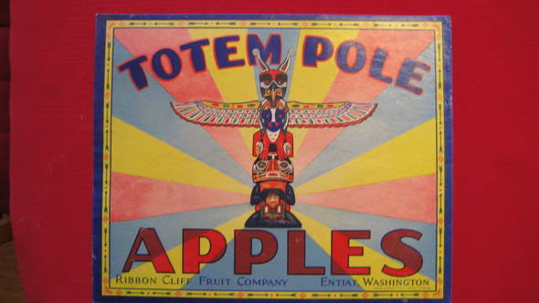 Totem Pole Fruit Crate Label