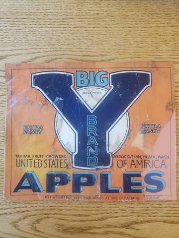 Big Y XF YFGA 1 Line At Time Of Packing No Bushel Fruit Crate Label