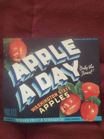 Apple A Day Strand Fruit Crate Label