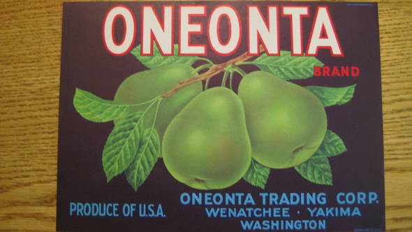 Oneonta Fruit Crate Label