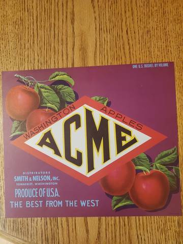 Acme Smith & Nelson Maroon Fruit Crate Label