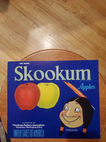 Skookum Blue "Apples" Fruit Crate Label