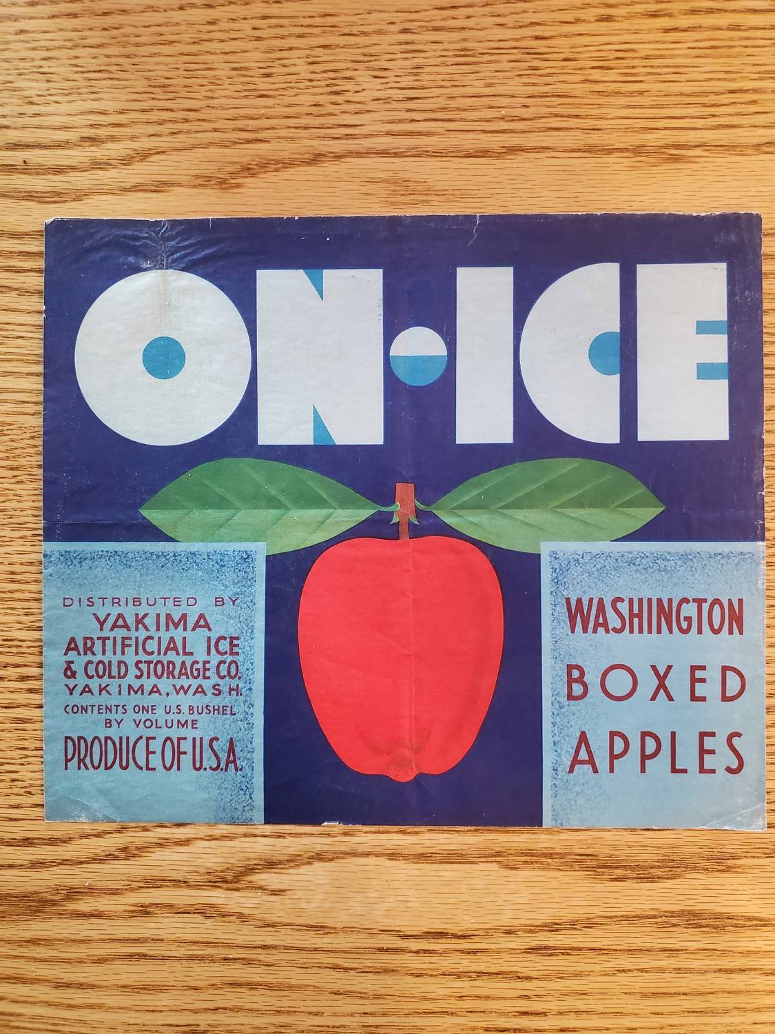 On Ice No Litho Fruit Crate Label - Yakima Valley Labels