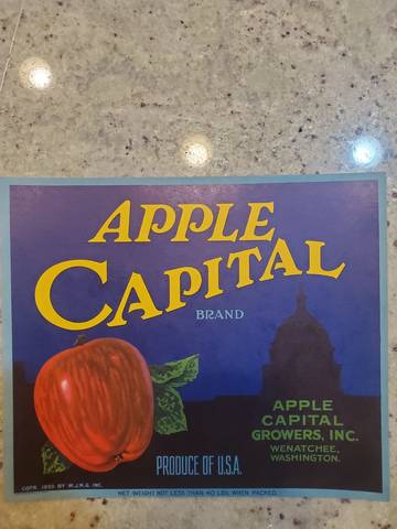 Apple Capital 40LBS When Packed Fruit Crate Label