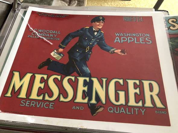 Messenger Red Fruit Crate Label