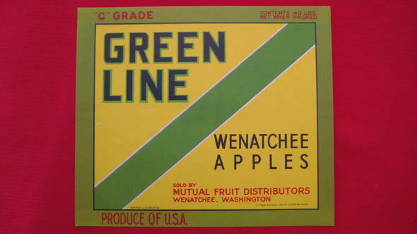 Green Line Fruit Crate Label