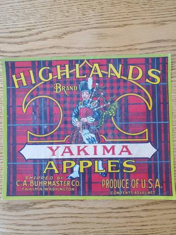 Highlands Red Buhrmaster Fruit Crate Label