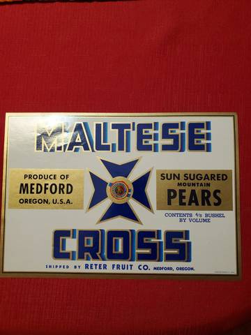 Maltese Cross Fruit Crate Label