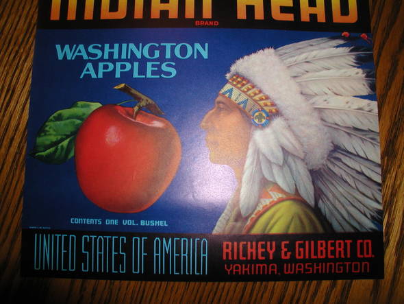 Indian Head newer Fruit Crate Label
