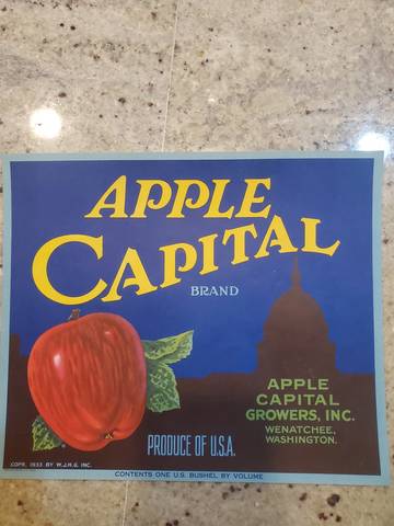 Apple Capital one bushel Fruit Crate Label