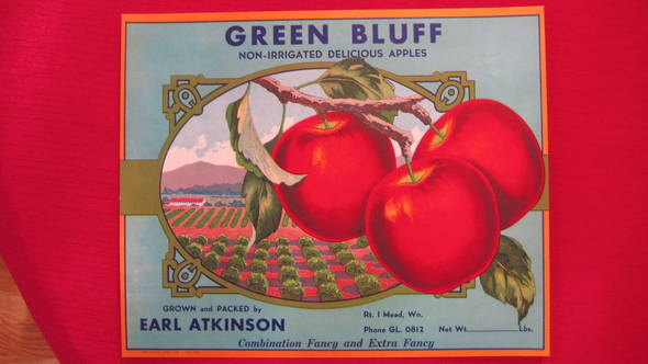 Green Bluff Fruit Crate Label